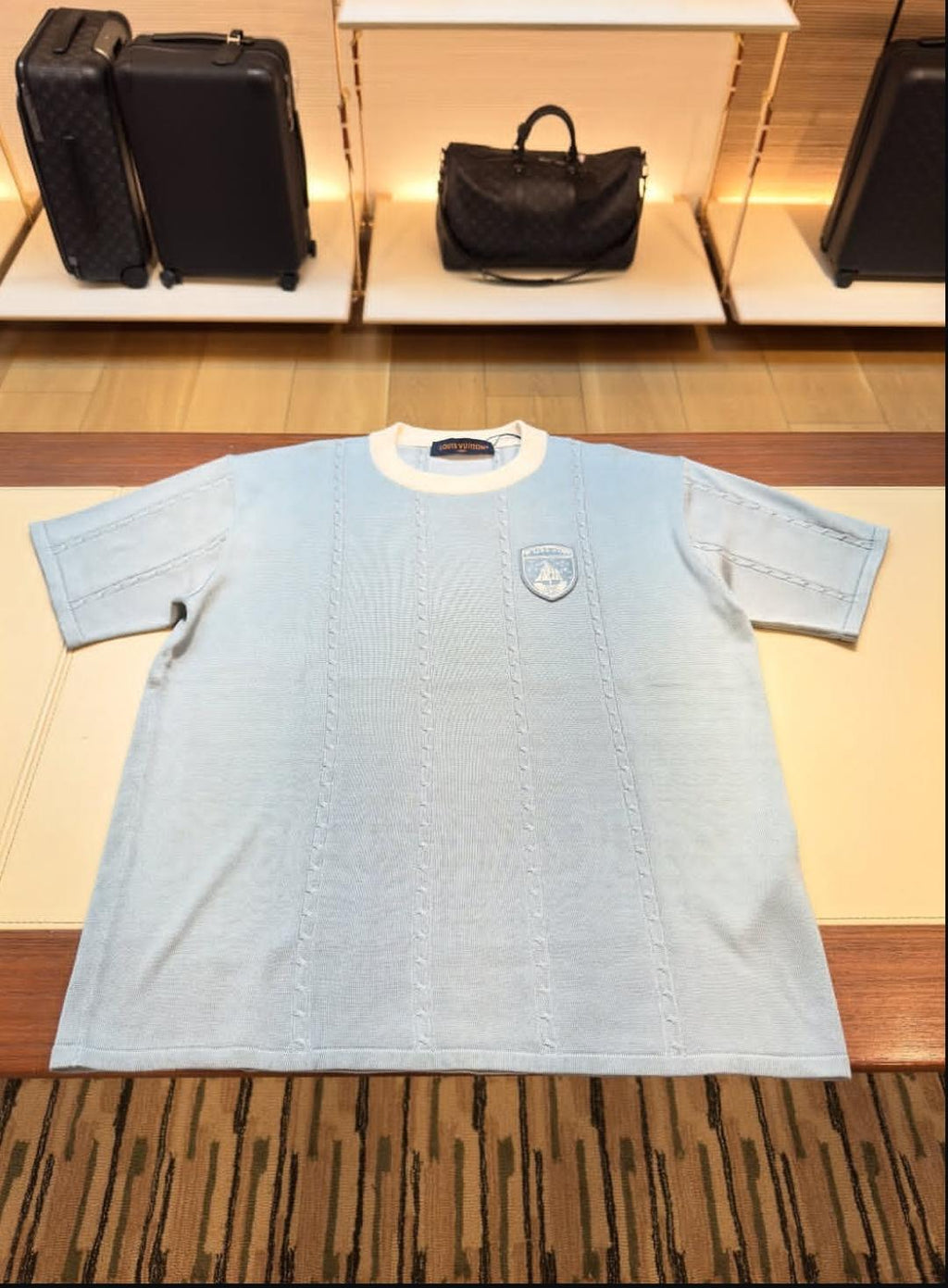 Louis Vuitton - Cable Knit Short-Sleeve Sweater in Sky Blue