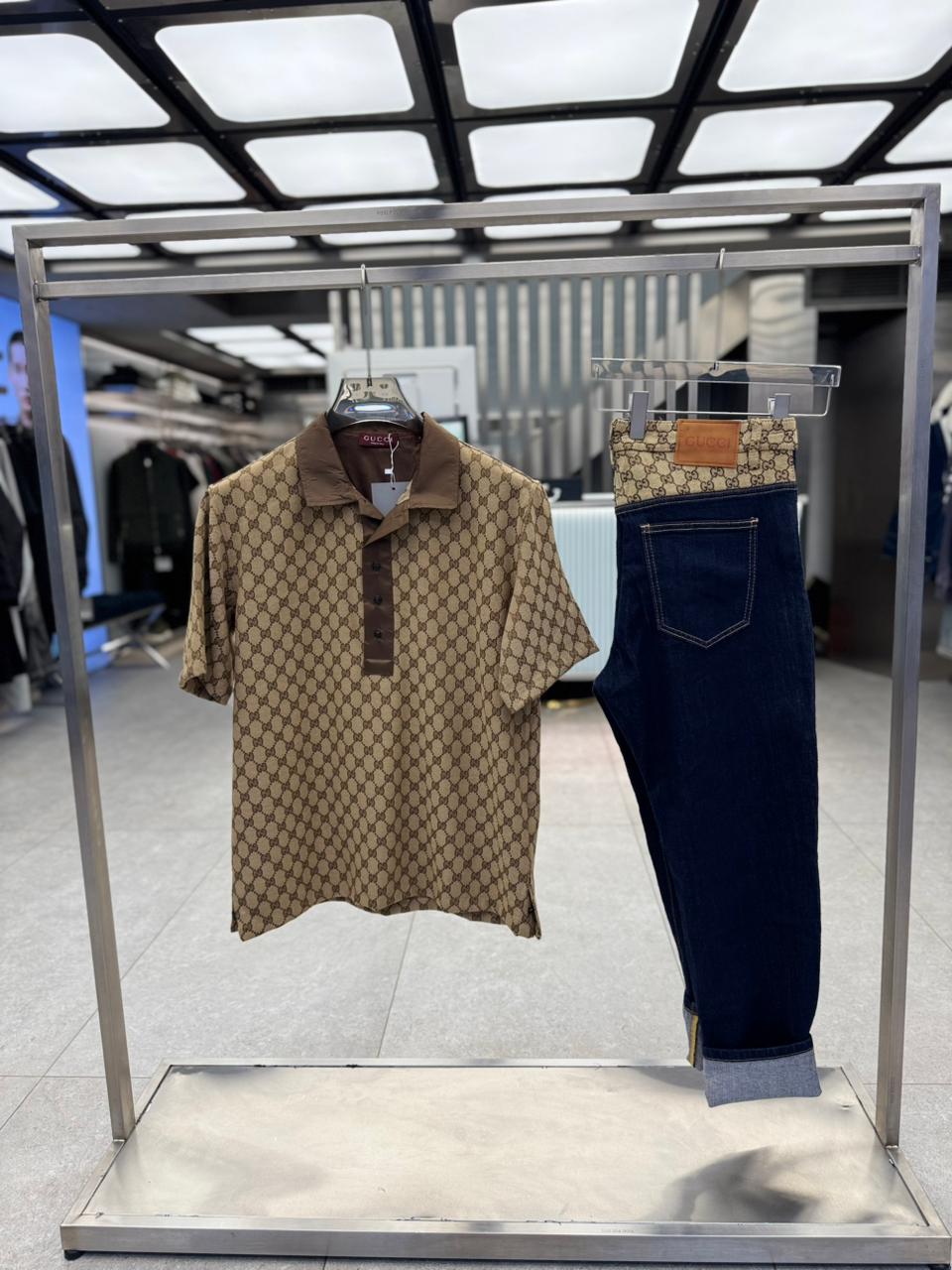 Gucci - Cotton Piqué Polo with Web Stripe Collar