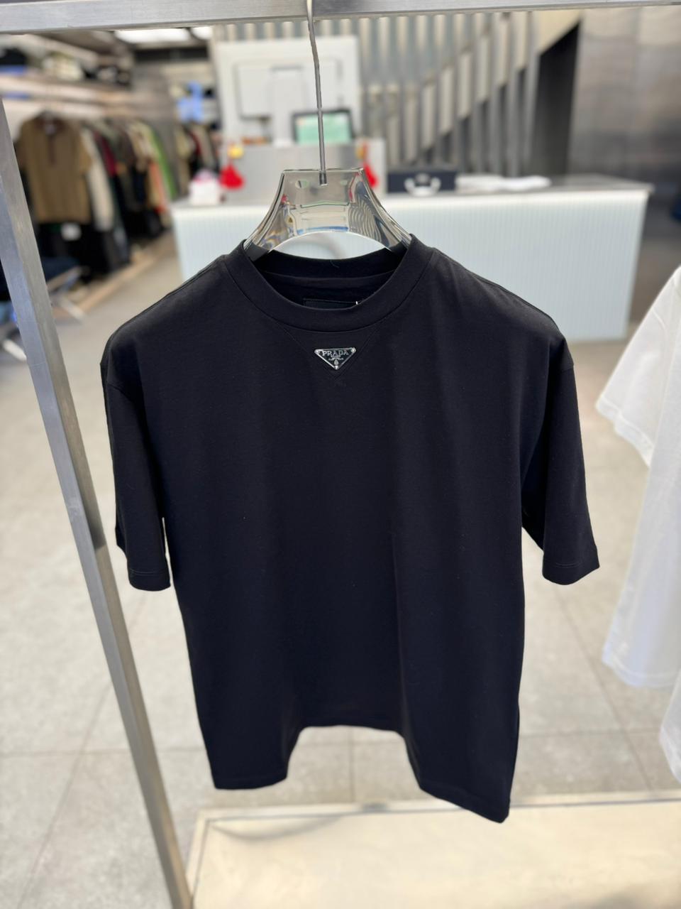 Prada - Enameled Triangle Logo Cotton T-Shirt