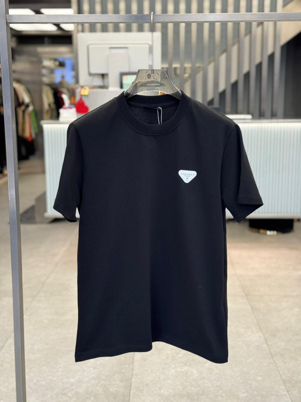 Prada - Enameled Triangle Logo Cotton T-Shirt