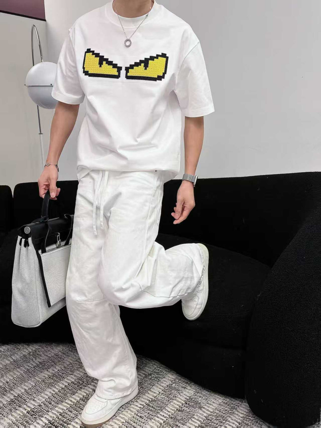 Fendi - Bag Bugs "Monster Eyes" Pixelated T-Shirt
