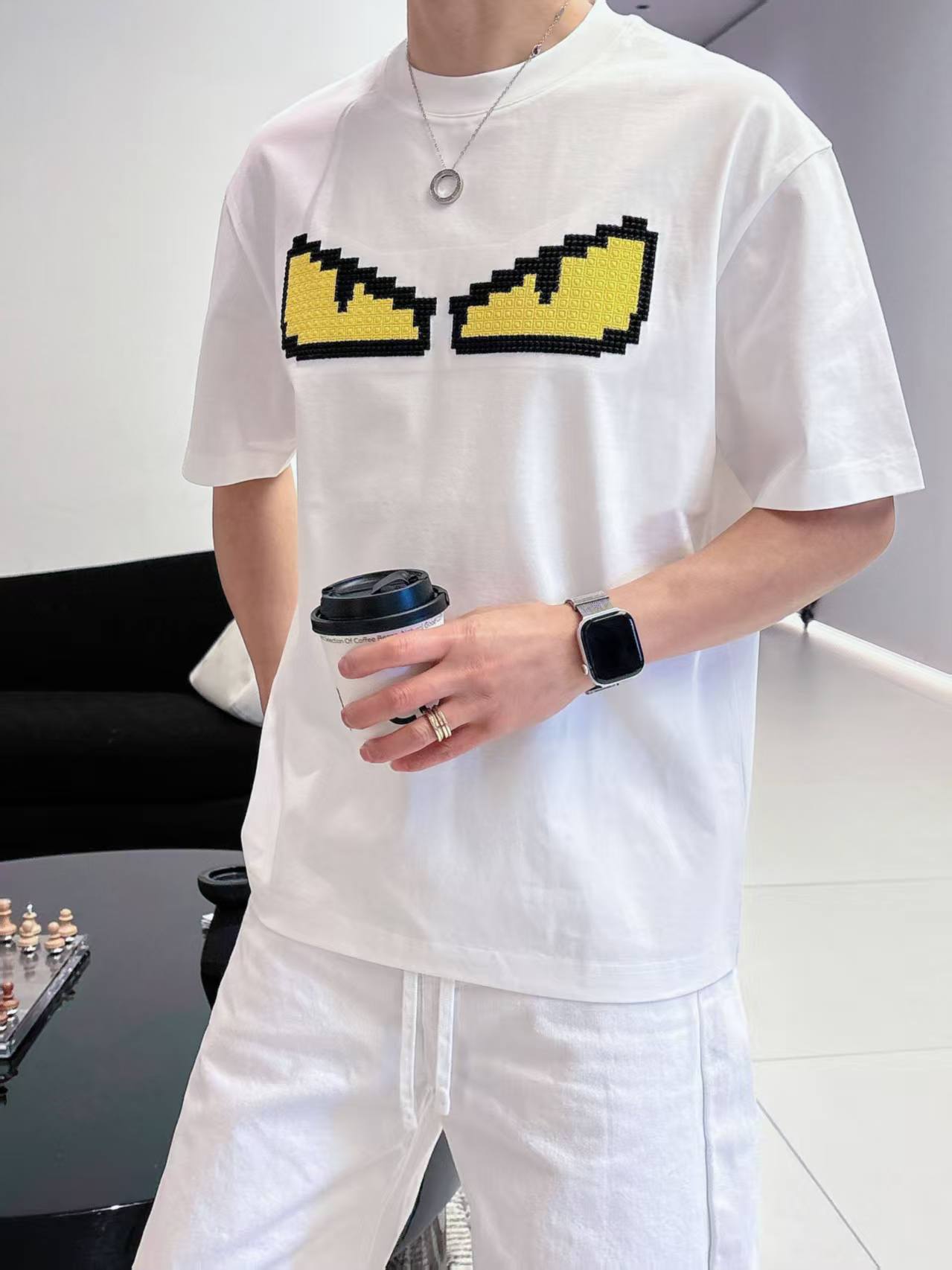 Fendi - Bag Bugs "Monster Eyes" Pixelated T-Shirt