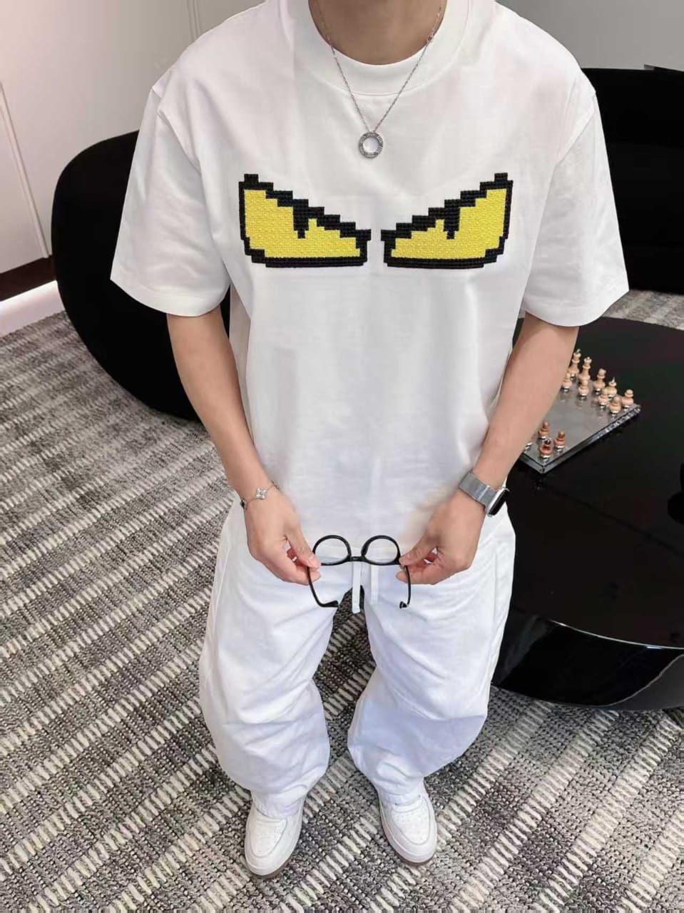 Fendi - Bag Bugs "Monster Eyes" Pixelated T-Shirt