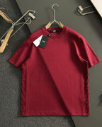 Fendi - FF Monogram Side Stripe T-Shirt in Burgundy