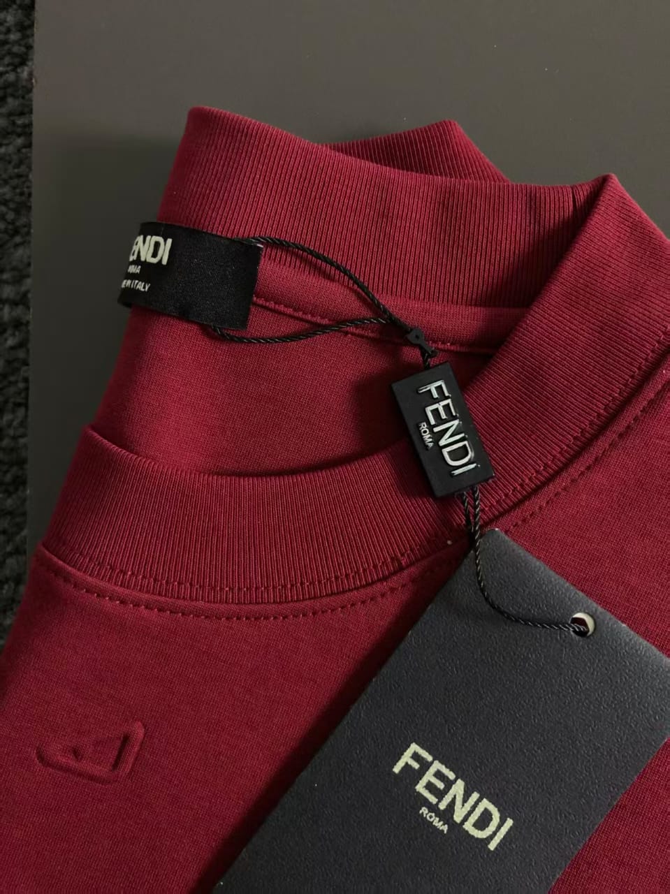 Fendi - FF Monogram Side Stripe T-Shirt in Burgundy