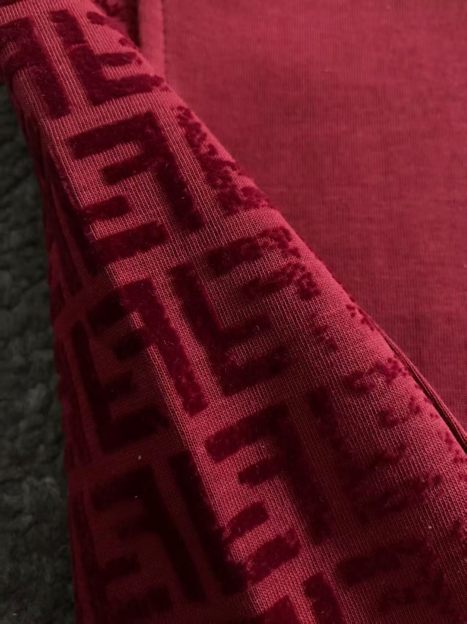 Fendi - FF Monogram Side Stripe T-Shirt in Burgundy
