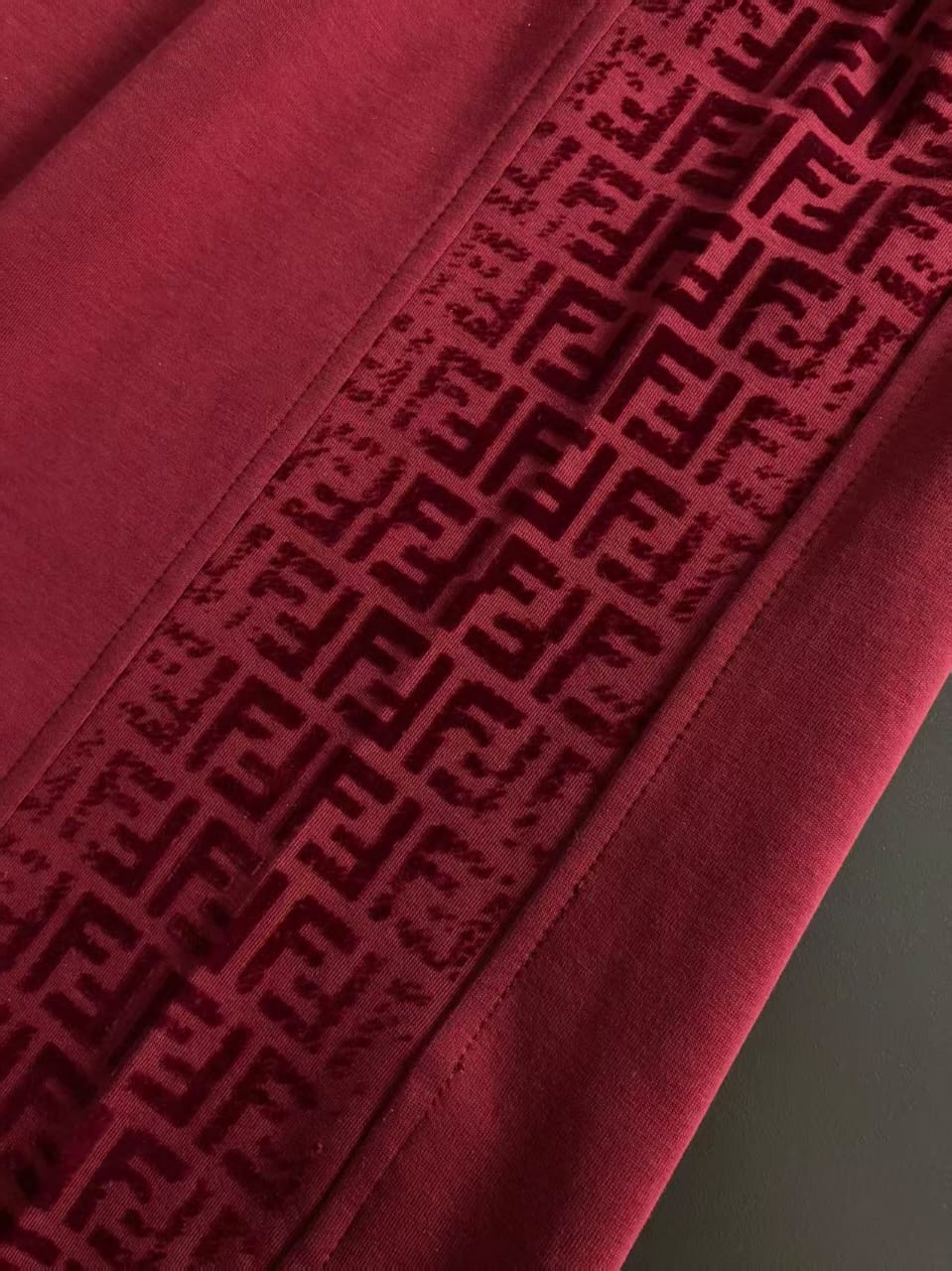 Fendi - FF Monogram Side Stripe T-Shirt in Burgundy