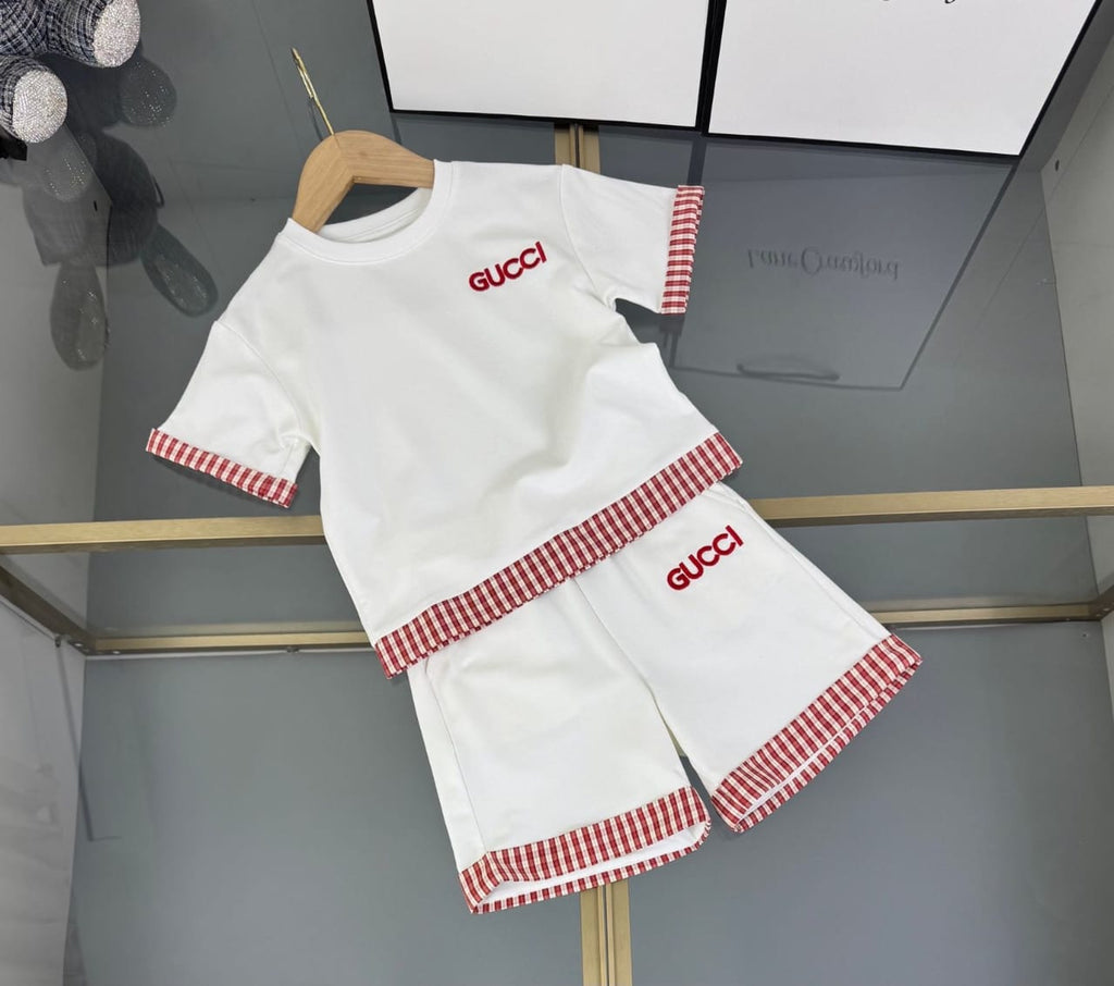 Gucci - Kids Gingham Trim T-Shirt and Shorts Set