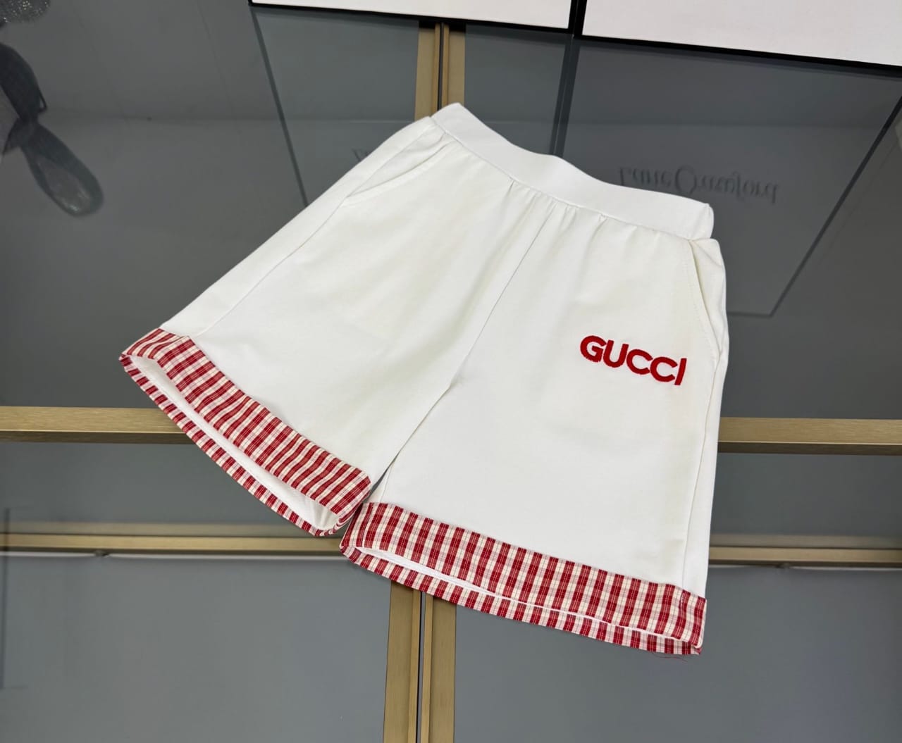 Gucci - Kids Gingham Trim T-Shirt and Shorts Set
