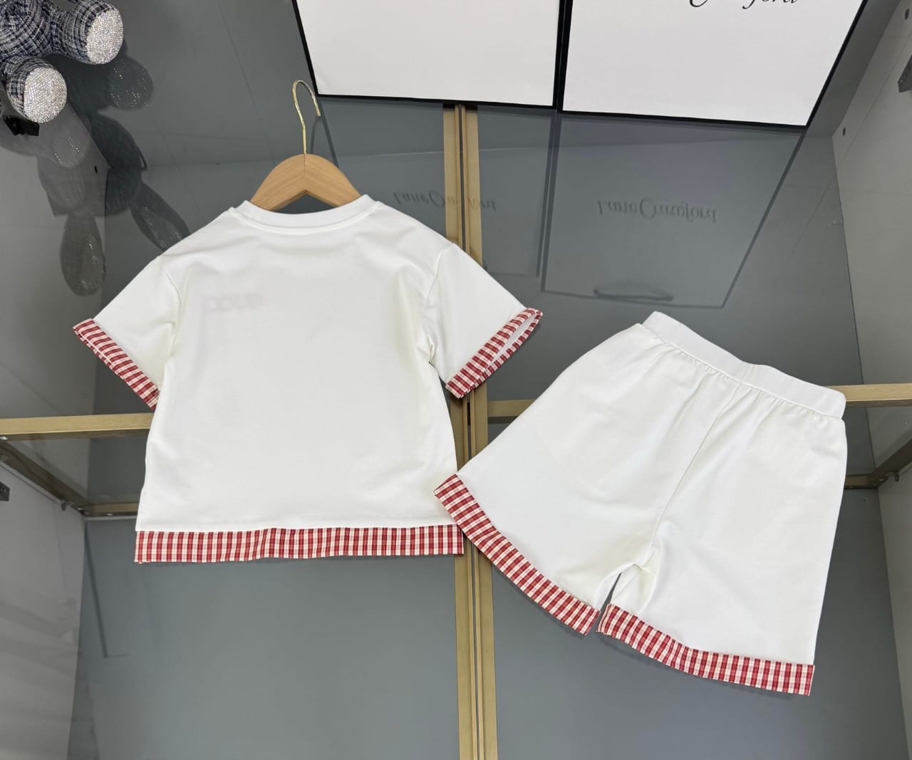 Gucci - Kids Gingham Trim T-Shirt and Shorts Set