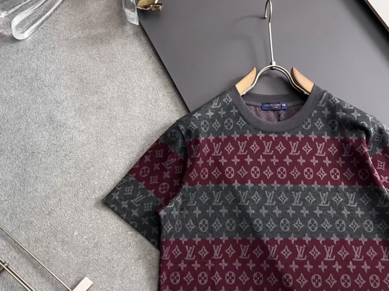 Louis Vuitton - Monogram Striped Knit T-Shirt