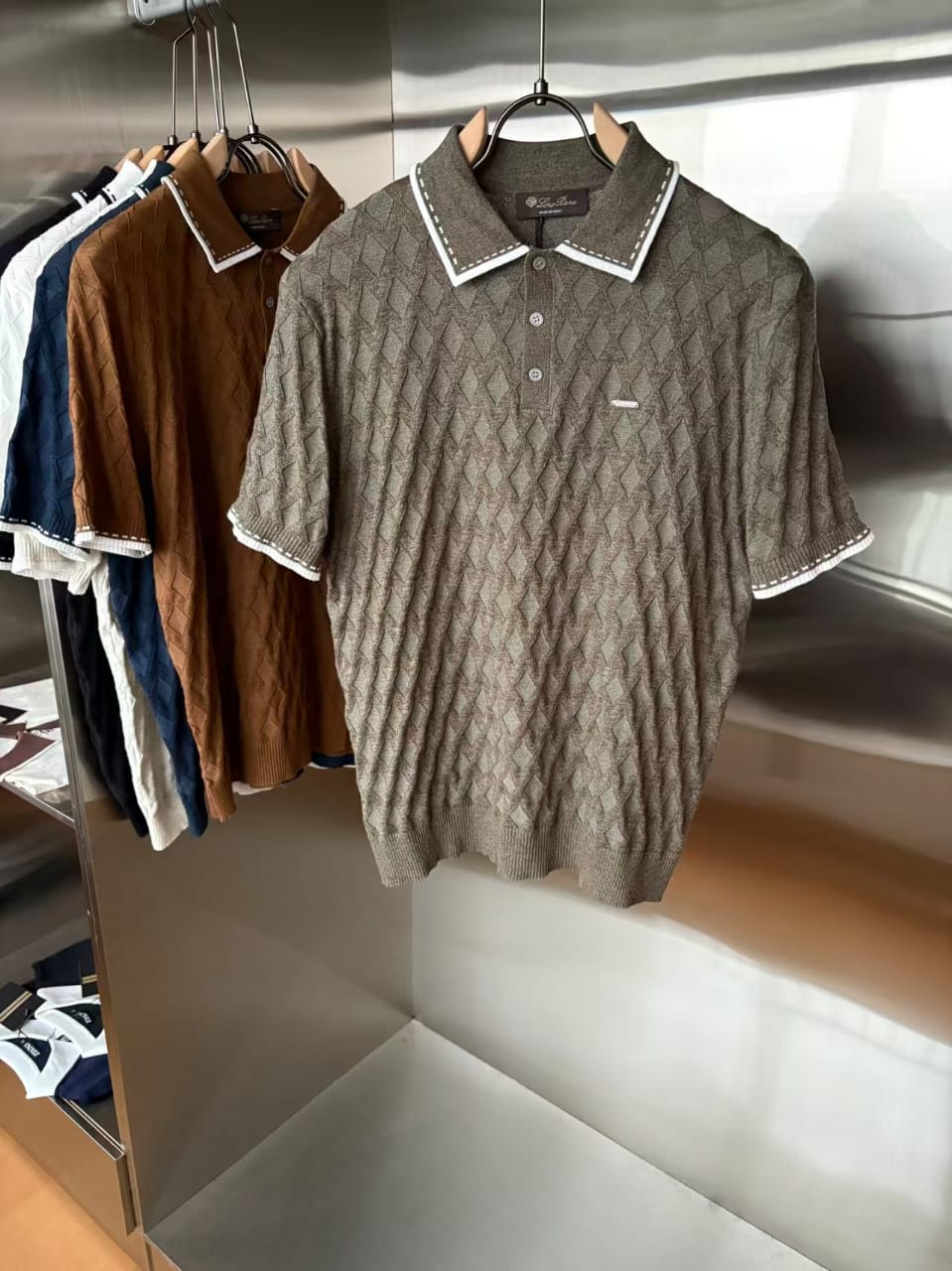 Loro Piana - Diamond-Stitch Knit Polo