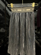 Miu Miu - Girls' Metallic Pleated Skirt and T-Shirt Ensemble