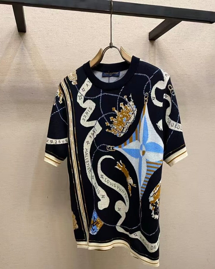 Louis Vuitton - Monogram Scarf-Print Knit T-Shirt