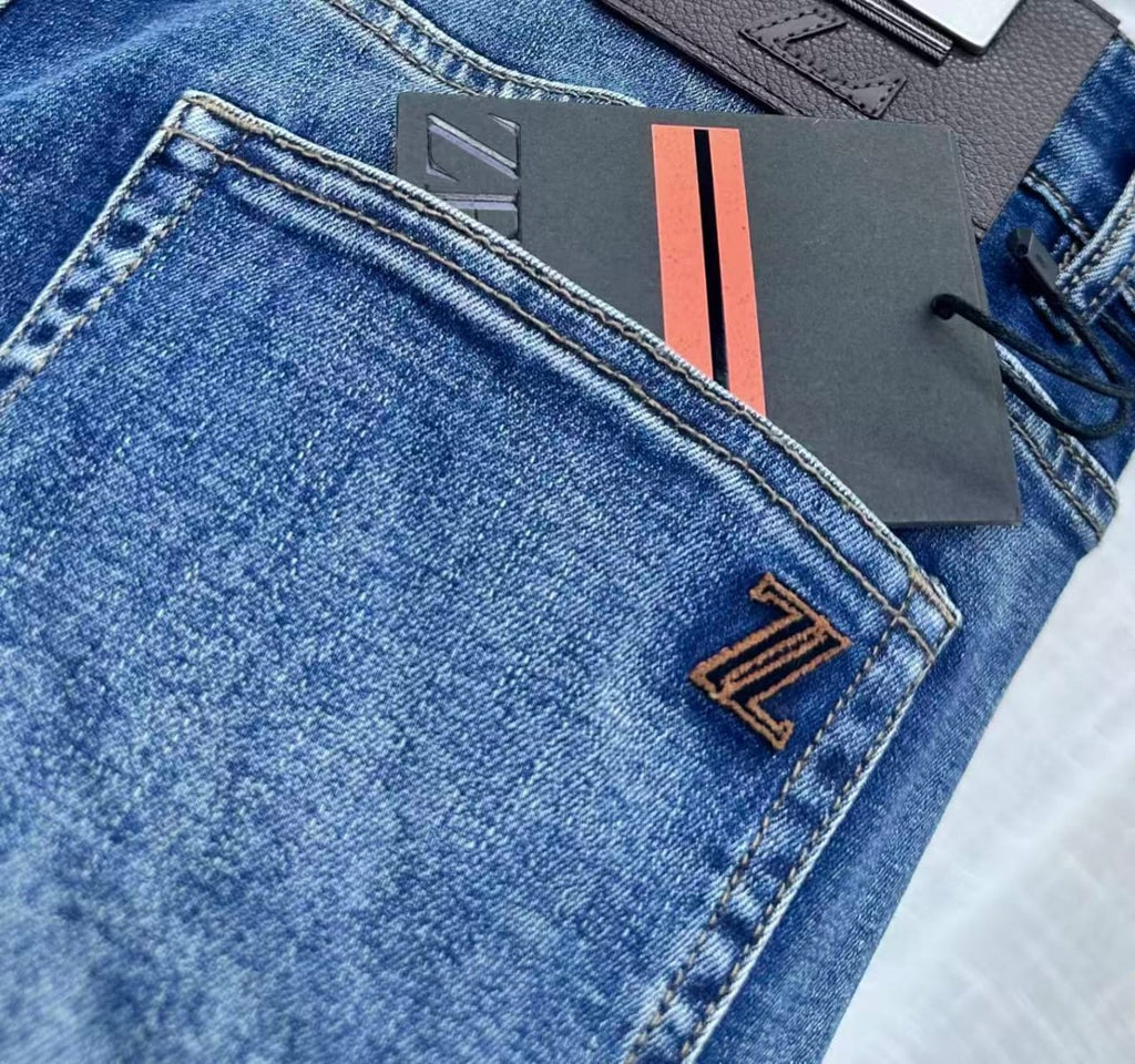 Zegna - "Triple Stitch" Detail Straight-Leg Jeans