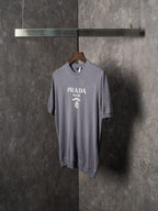 Prada - Milano Logo Knit Crewneck T-Shirt (Grey Variant)