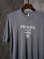 Prada - Milano Logo Knit Crewneck T-Shirt (Grey Variant)