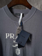 Prada - Milano Logo Knit Crewneck T-Shirt (Grey Variant)