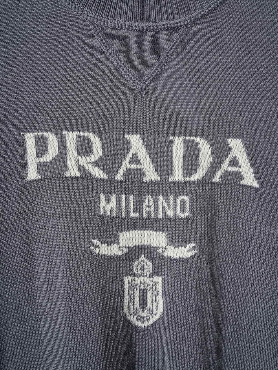 Prada - Milano Logo Knit Crewneck T-Shirt (Grey Variant)