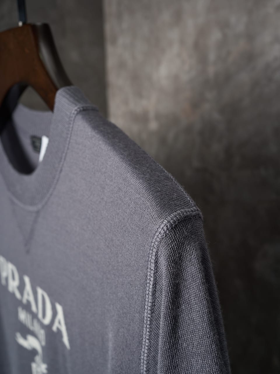 Prada - Milano Logo Knit Crewneck T-Shirt (Grey Variant)