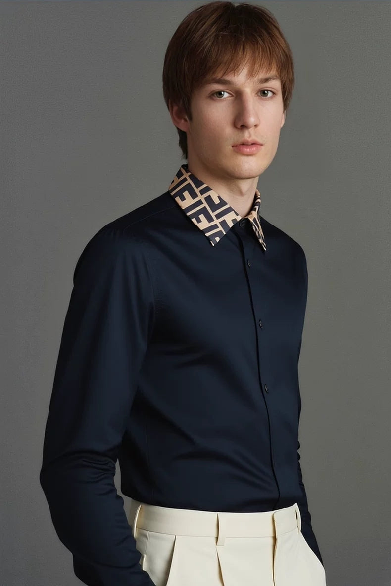 Fendi - Men’s FF Motif Collar Poplin Shirt