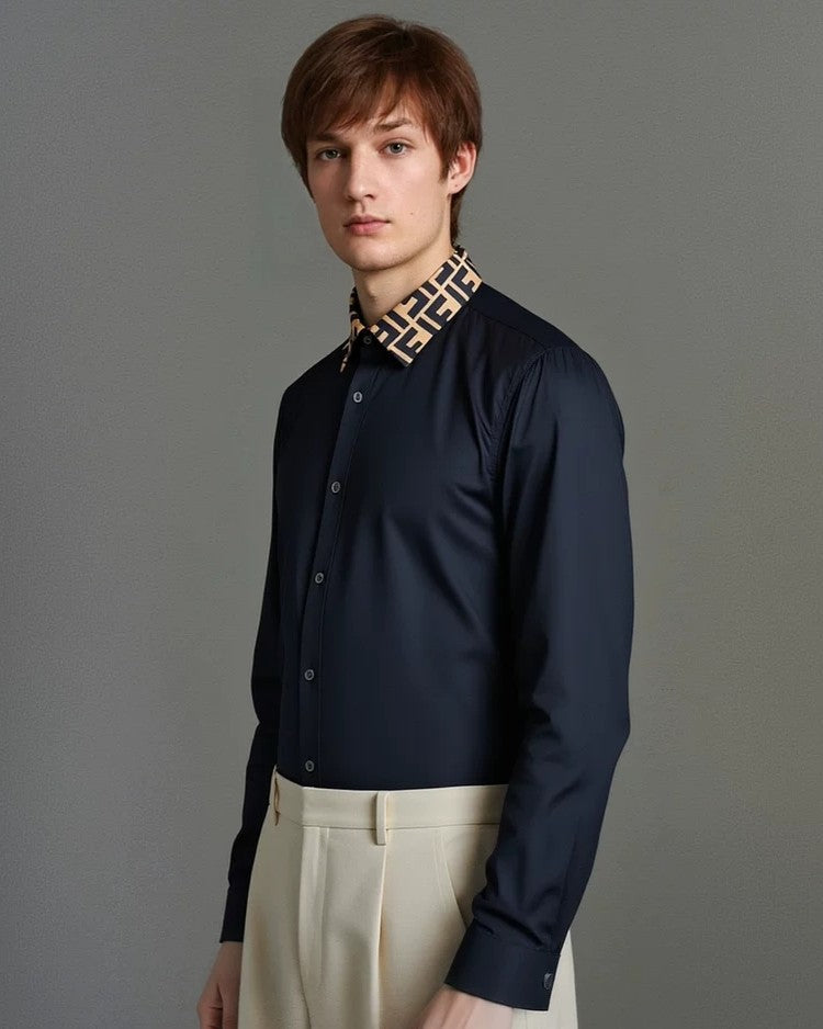 Fendi - Men’s FF Motif Collar Poplin Shirt