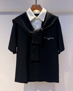 Maison Margiela - Paris Men’s Contemporary Layered-Effect Polo Shirt in Black and White