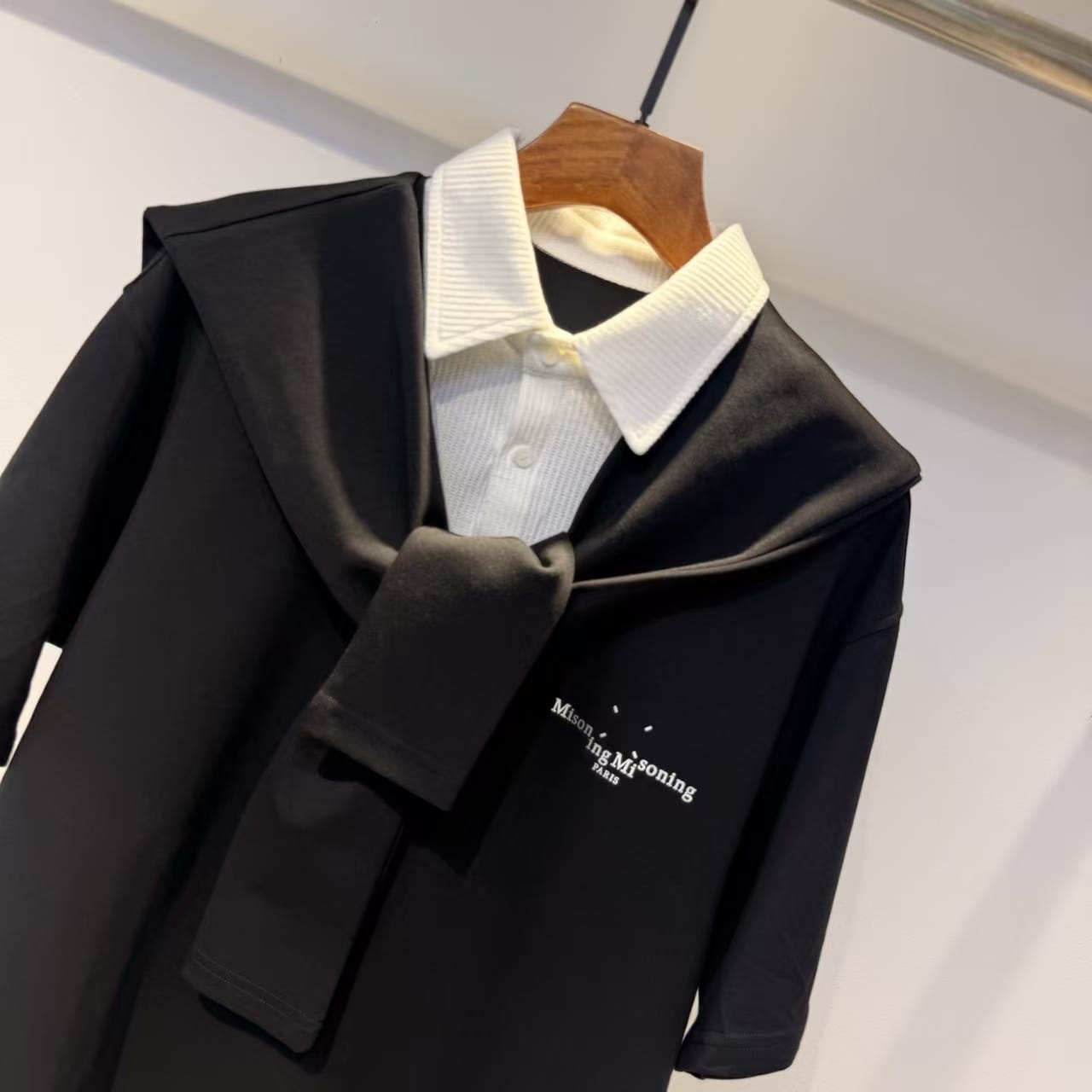 Maison Margiela - Paris Men’s Contemporary Layered-Effect Polo Shirt in Black and White