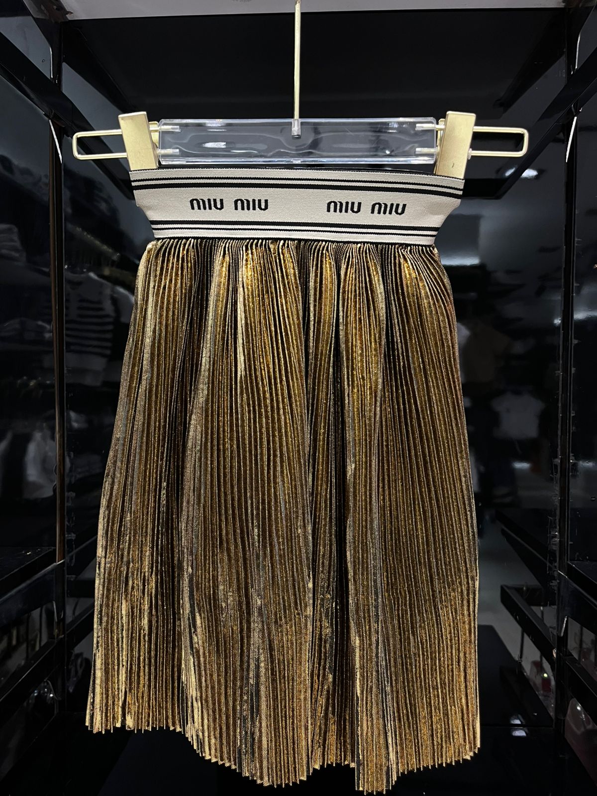 Miu Miu - Kids Plissé Metallic Skirt & Logo Tee Set