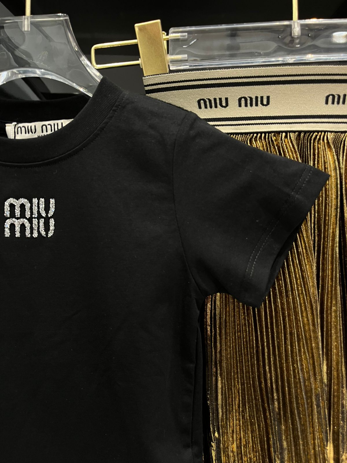 Miu Miu - Kids Plissé Metallic Skirt & Logo Tee Set