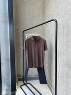 Zegna - Men's Premium Piqué Cotton Polo Shirt in Earthy Brown