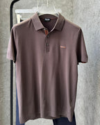 Zegna - Men's Premium Piqué Cotton Polo Shirt in Earthy Brown