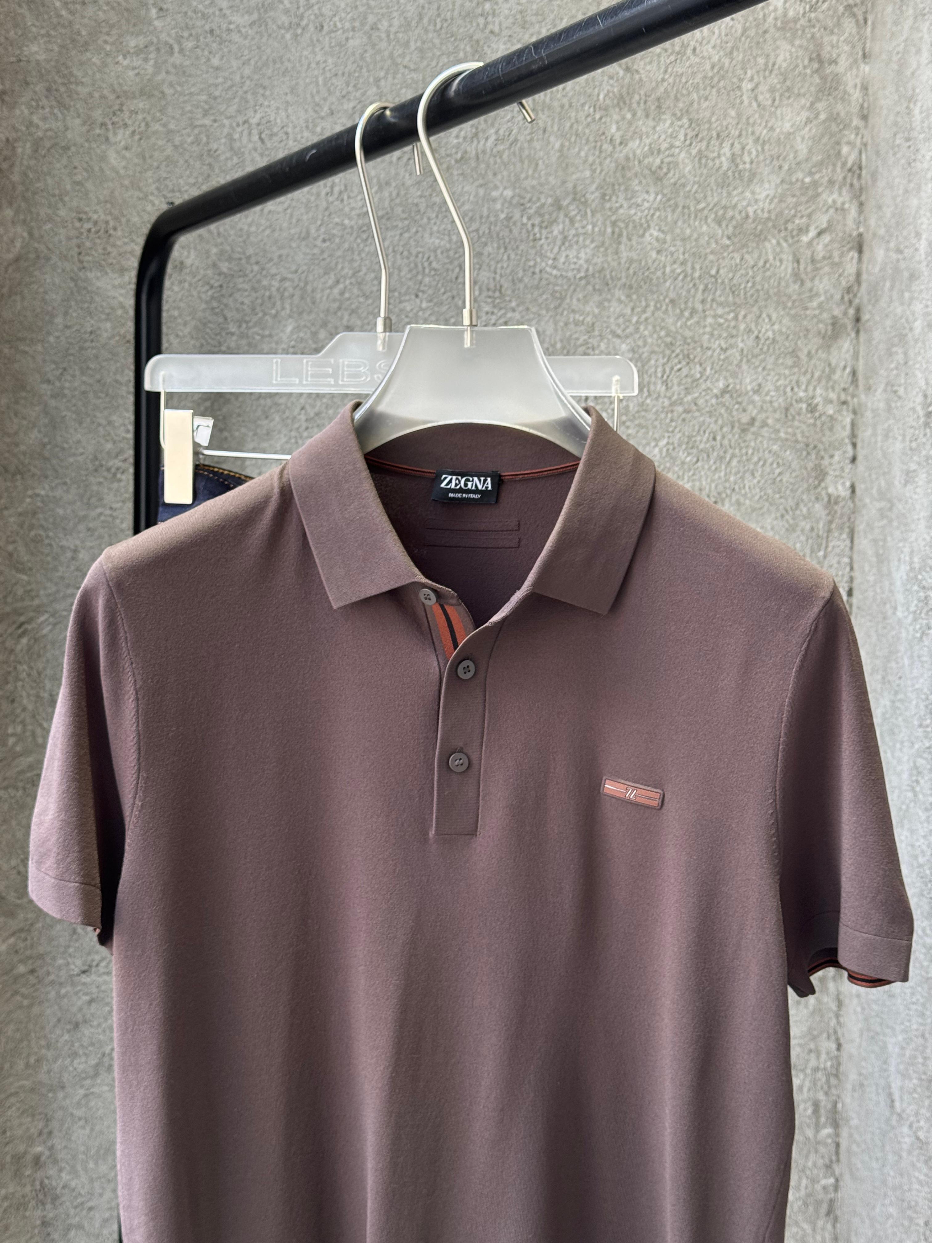 Zegna - Men's Premium Piqué Cotton Polo Shirt in Earthy Brown