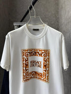 Versace - Jeans Couture Men's Barocco Box Logo T-Shirt in White/Gold