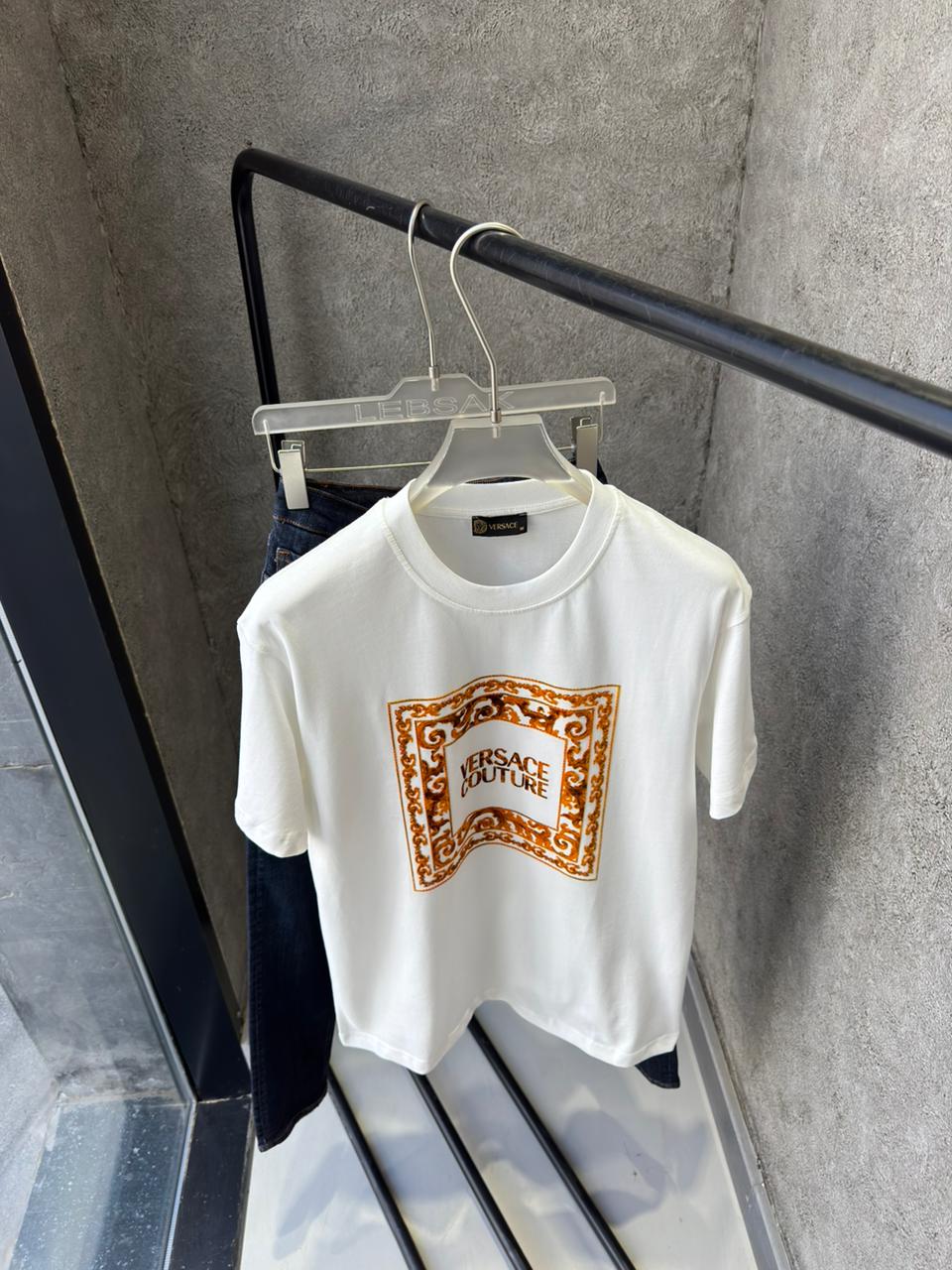 Versace - Jeans Couture Men's Barocco Box Logo T-Shirt in White/Gold