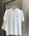 Brunello Cucinelli - Men’s Premium Cotton Jersey T-Shirt with Crest Embroidery in Optic White