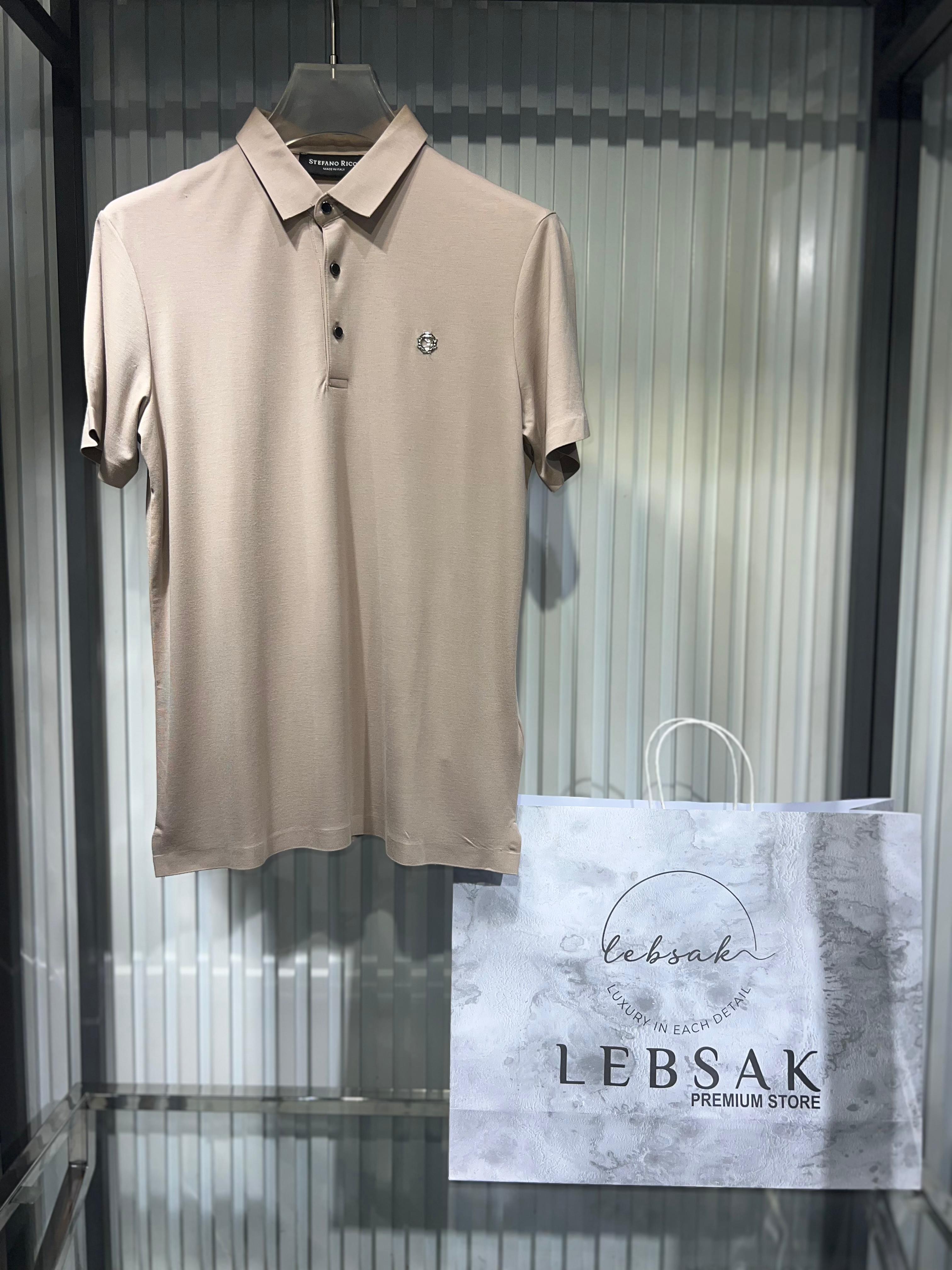 Stefano Ricci - Men's Premium Silk and Cotton Blend Polo Shirt in Champagne Beige