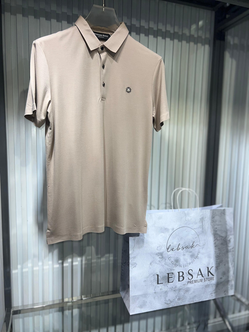 Stefano Ricci - Men's Premium Silk and Cotton Blend Polo Shirt in Champagne Beige