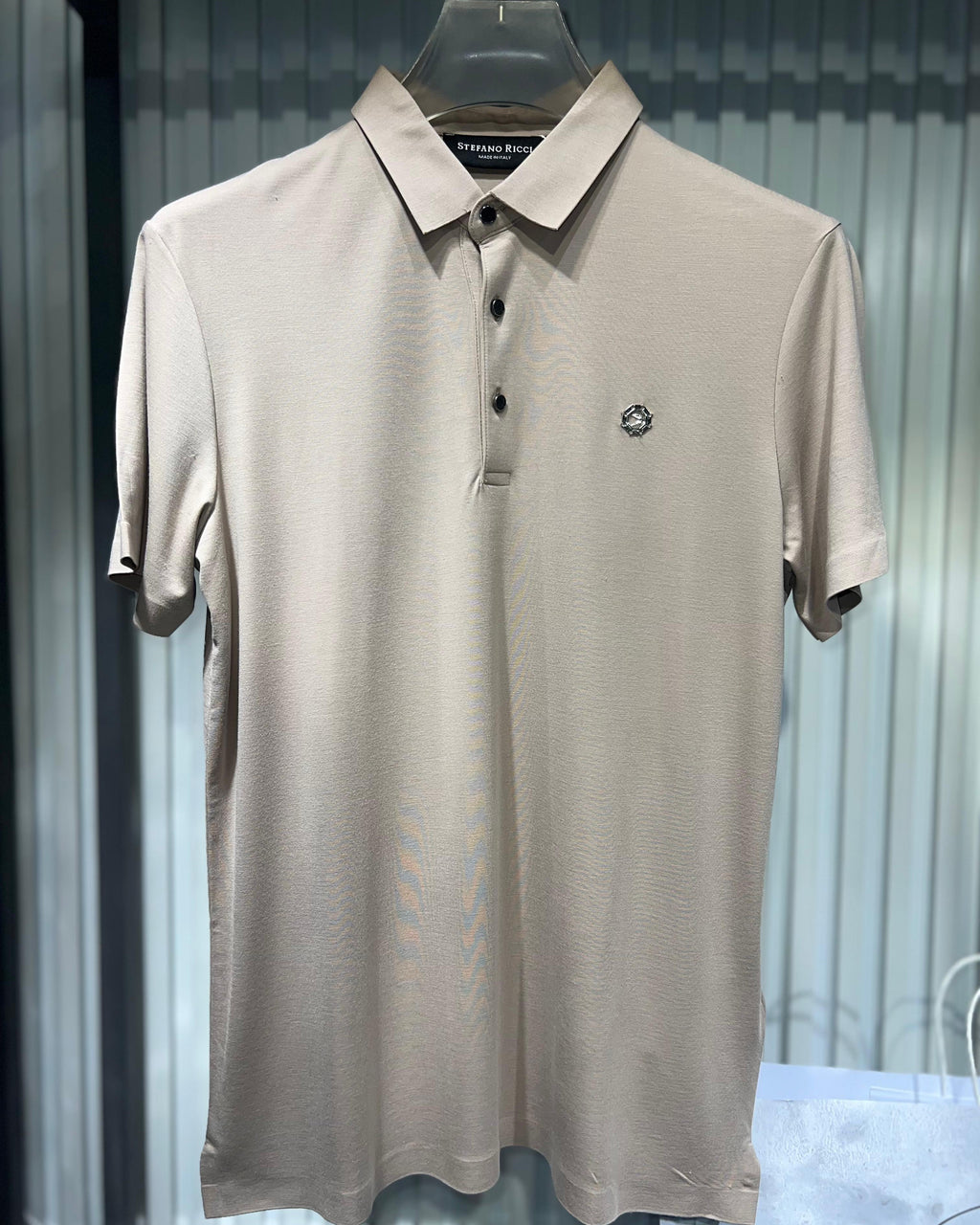Stefano Ricci - Men's Premium Silk and Cotton Blend Polo Shirt in Champagne Beige