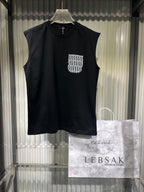 Fendi - Men's Premium Cotton Sleeveless T-Shirt with Signature FF-Logo Pocket in Black