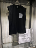 Fendi - Men's Premium Cotton Sleeveless T-Shirt with Signature FF-Logo Pocket in Black