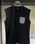 Fendi - Men's Premium Cotton Sleeveless T-Shirt with Signature FF-Logo Pocket in Black