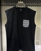 Fendi - Men's Premium Cotton Sleeveless T-Shirt with Signature FF-Logo Pocket in Black