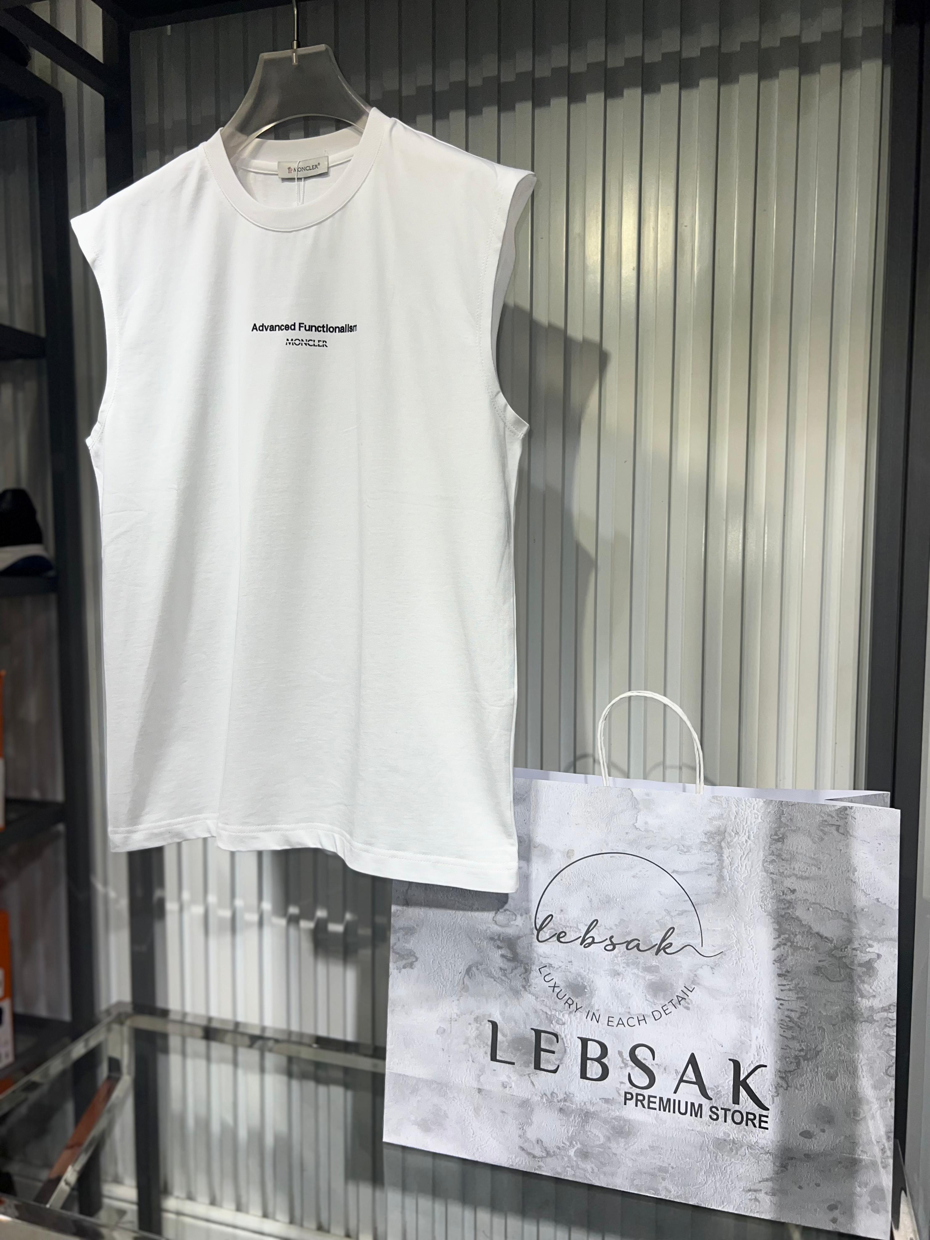 Moncler - Men's Premium Cotton Sleeveless T-Shirt with "Advanced Functionalism" Print in White