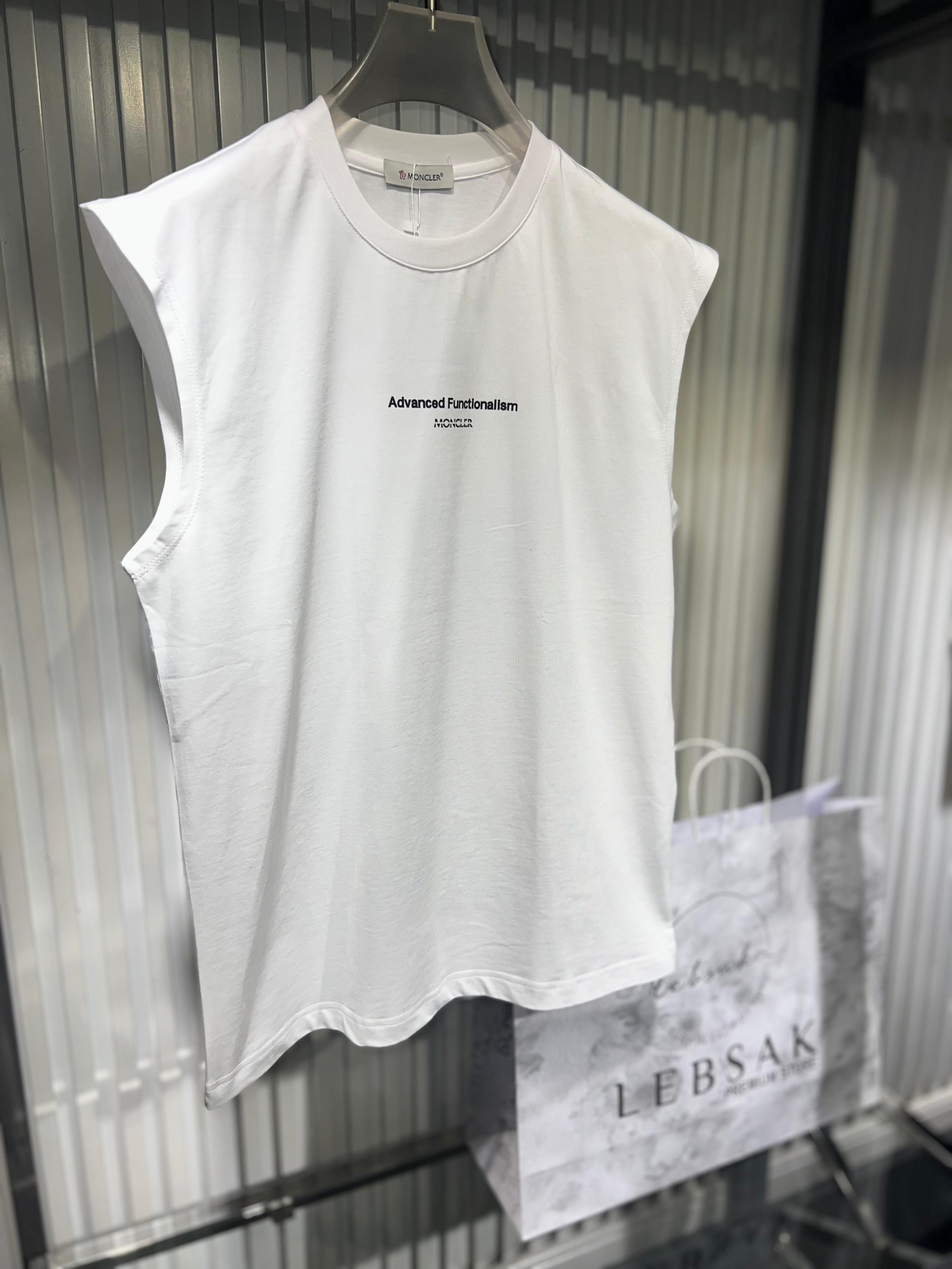 Moncler - Men's Premium Cotton Sleeveless T-Shirt with "Advanced Functionalism" Print in White
