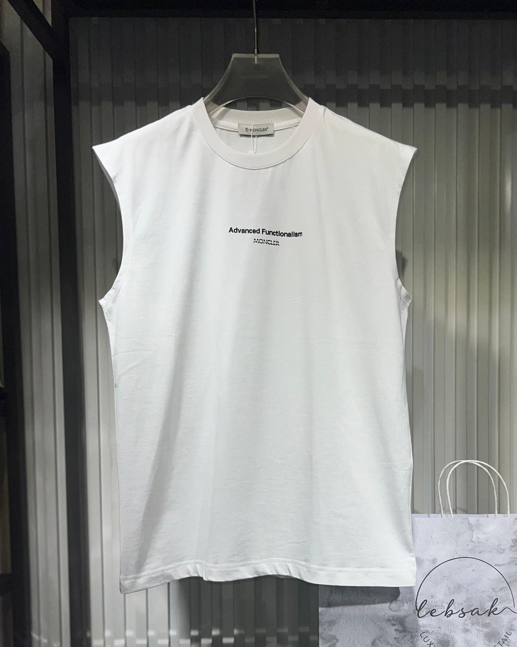 Moncler - Men's Premium Cotton Sleeveless T-Shirt with "Advanced Functionalism" Print in White