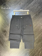Tom Ford - Men's Premium Cotton-Silk Blend Lounge Trousers with Signature TF Leather Patch in Charcoal Grey