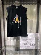 Moncler - Graphic Skier Sleeveless Cotton T-Shirt – Black