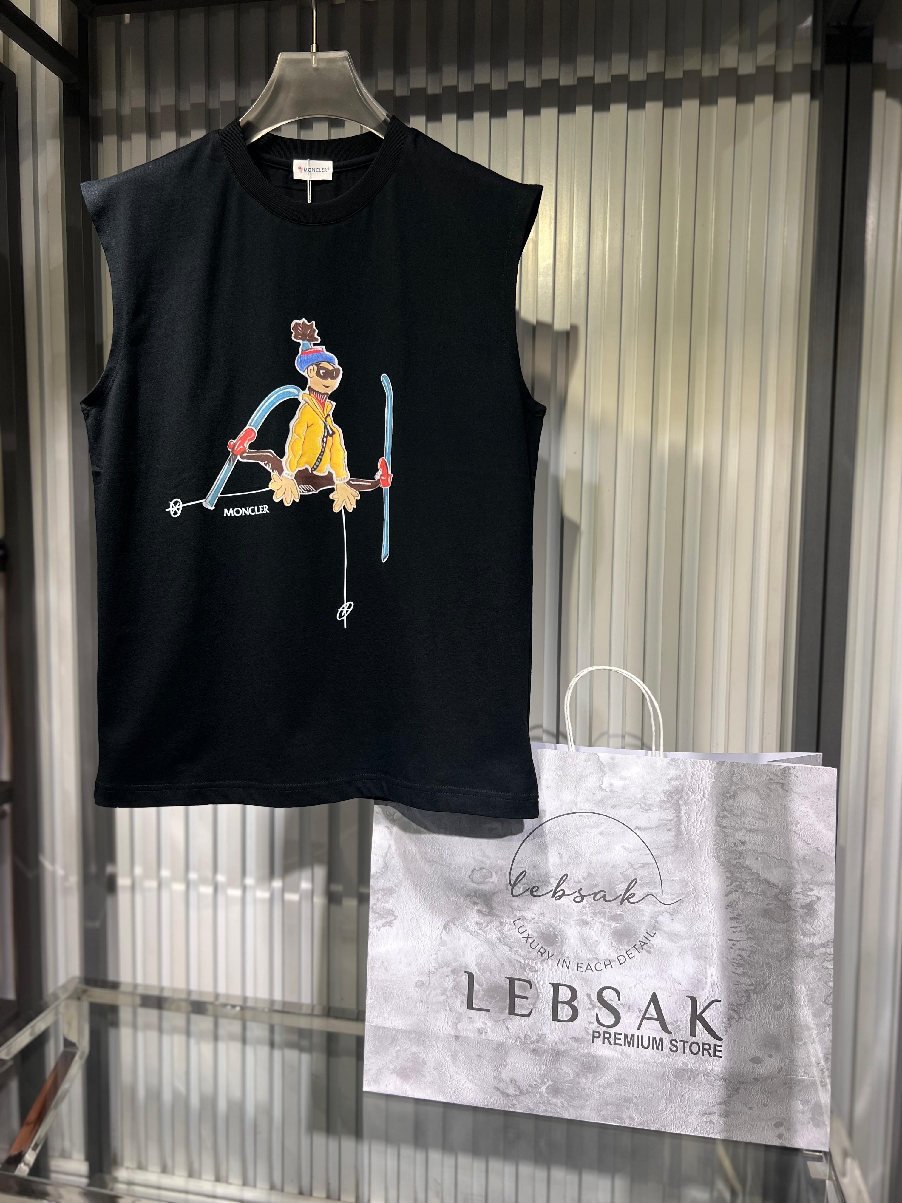 Moncler - Graphic Skier Sleeveless Cotton T-Shirt – Black