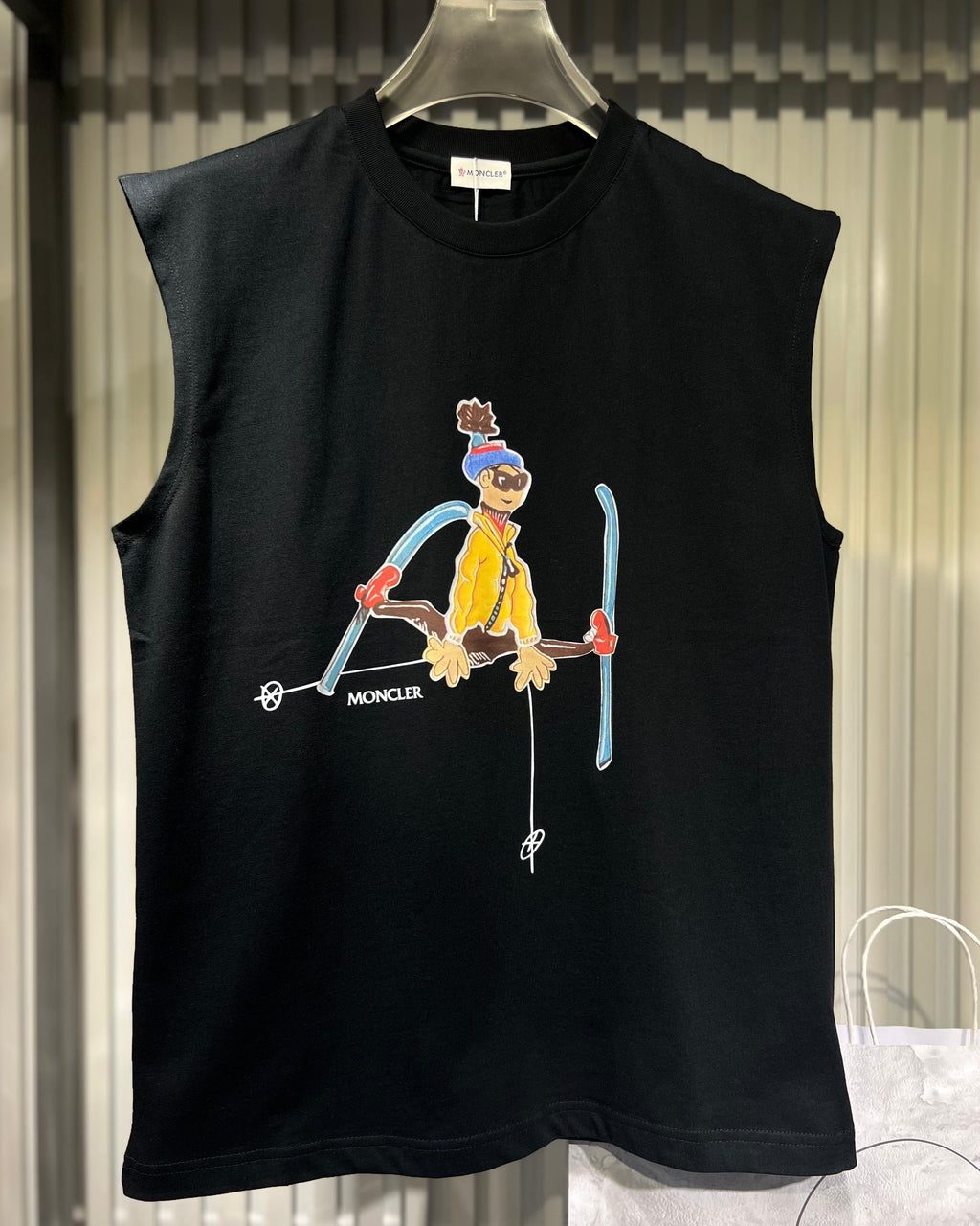 Moncler - Graphic Skier Sleeveless Cotton T-Shirt – Black